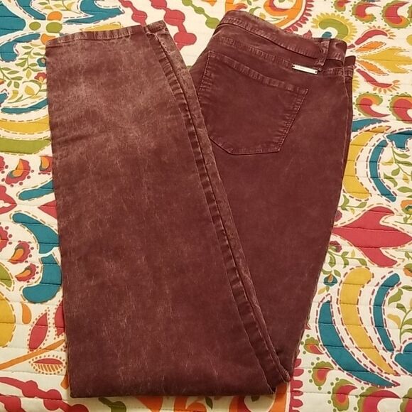 New York & Co Soho distressed corduroy burgundy jeans size 4 - Picture 1 of 5